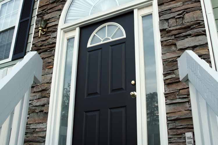 Door with crescent windows
